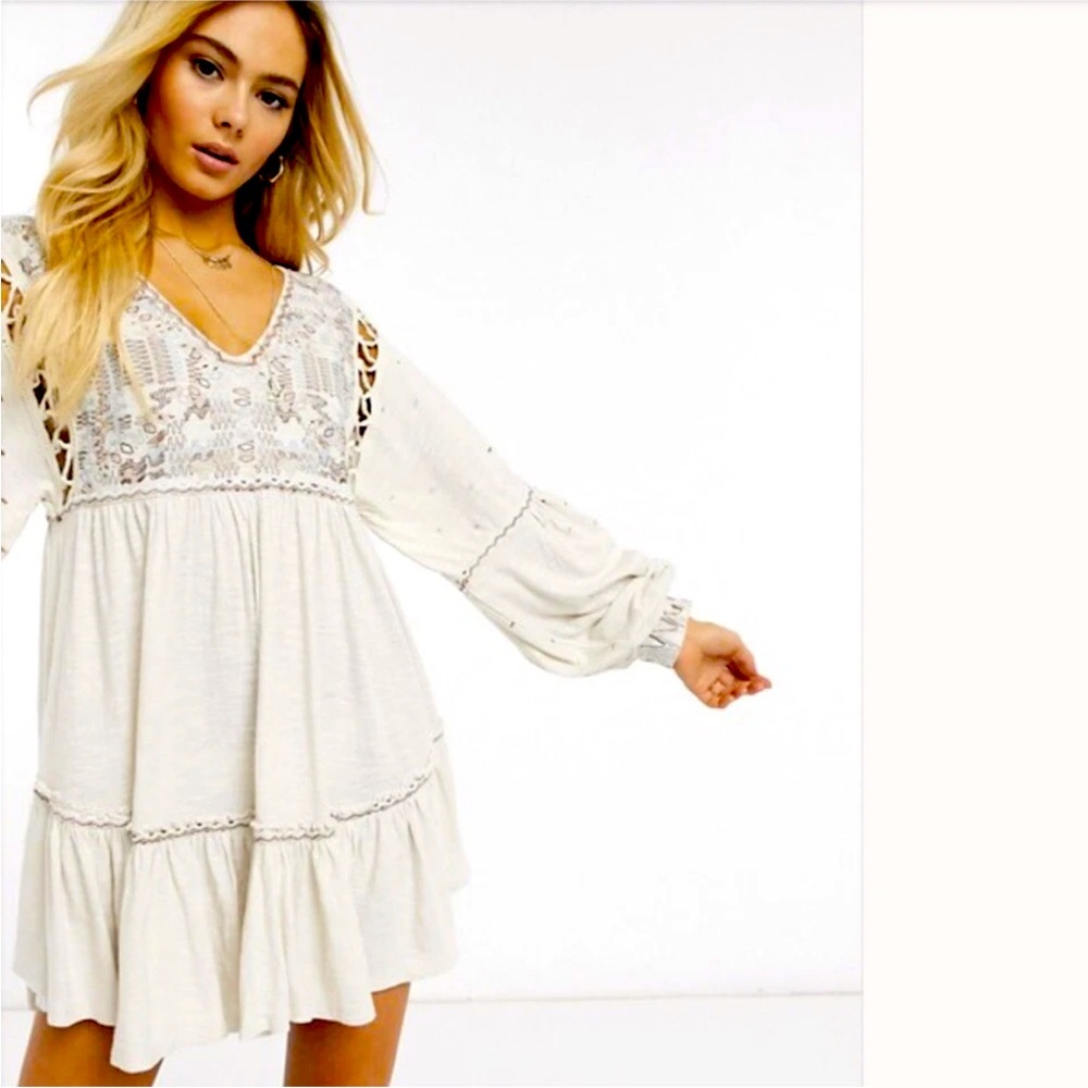NWT -Free People Much Love Tunic in Salt -Size Medium